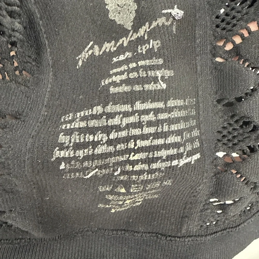 Free People Crochet Lace Long Sleeve Boho Whimsigoth Dark Coquette Black XS